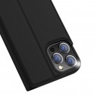 „Dux Ducis“ Skin serijos Apple iPhone 12 Pro Max juodas odinis atverčiamas dėklas