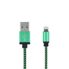 Forever Nylon Lightning USB 8PIN žalias laidas skirtas iPhone, iPad (MFi sertifikatas)