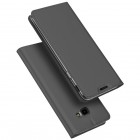 „Dux Ducis“ Skin serijos Samsung Galaxy J4+ juodas odinis atverčiamas dėkla