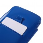 Mėlynas odinė universali Glossy įmautė (XL+ dydis) su kišenėle kortelėms