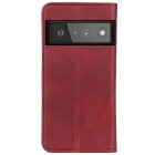 Google Pixel 6 Pro „Split“ raudonas odinis atverčiamas dėklas - knygutė