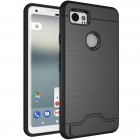 Sustiprintos apsaugos Google Pixel 2 XL juodas kieto silikono (TPU) ir plastiko dėklas