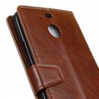 HTC 10 Evo atverčiamas rudas odinis dėklas, knygutė - piniginė