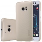 HTC 10 (Lifestyle) Nillkin Frosted Shield auksinis plastikinis dėklas + apsauginė ekrano plėvelė