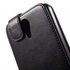 HTC Desire 620 klasikinis vertikaliai atverčiamas juodas odinis dėklas