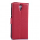 HTC Desire 620 atverčiamas raudonas odinis Litchi dėklas - piniginė