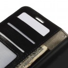 HTC Desire EYE atverčiamas juodas odinis dėklas - piniginė