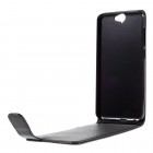 HTC One A9 klasikinis vertikaliai atverčiamas juodas odinis dėklas
