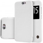 Prabangus „Nillkin“ Qin serijos baltas odinis atverčiamas HTC One A9 dėklas