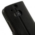 „Lychee“ HTC One M8 juodas odinis atverčiamas dėklas