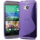 HTC One M8 dėklas (kieto silikono - TPU, skaidrus, violetinis)