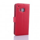 HTC One M9 atverčiamas raudonas odinis Litchi dėklas - piniginė