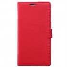 HTC One Max atverčiamas raudonas odinis Litchi dėklas - piniginė