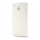 HTC One mini M4 atverčiamas baltas odinis Litchi dėklas - piniginė