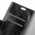 HTC U Ultra (Ocean Note) atverčiamas juodas odinis dėklas, knygutė - piniginė
