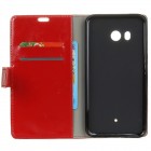 HTC U11 (U11 Dual) atverčiamas raudonas odinis dėklas - piniginė