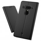 Solidus HTC U12 Plus juodas odinis atverčiamas dėklas