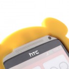 Geltonas silikoninis HTC One X dėklas - meškiukas