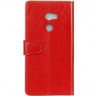HTC One X10 atverčiamas raudonas odinis dėklas - piniginė