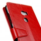 HTC One X10 atverčiamas raudonas odinis dėklas - piniginė