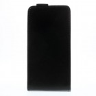Huawei Ascend G6 4G LTE klasikinis vertikaliai atverčiamas juodas odinis dėklas