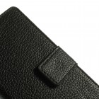 Huawei Ascend G6 atverčiamas juodas odinis Litchi dėklas - piniginė