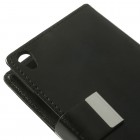 Huawei Ascend P7 atverčiamas juodas odinis dėklas - piniginė