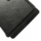Huawei Ascend Y330 atverčiamas juodas odinis dėklas - piniginė