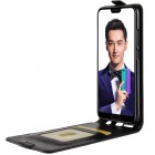 Huawei Honor 10 klasikinis vertikaliai atverčiamas juodas odinis dėklas