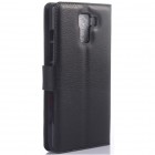Huawei Honor 7 atverčiamas juodas odinis Litchi dėklas - piniginė
