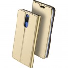 Dux Ducis“ Skin serijos Huawei Mate 10 Lite auksinis odinis atverčiamas dėklas