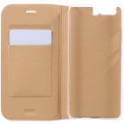 Huawei P10 (Huawei Ascend P10) auksinis odinis atverčiamas Flip Wallet dėklas - piniginė