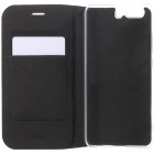 Huawei P10 (Huawei Ascend P10) juodas odinis atverčiamas Flip Wallet dėklas - piniginė