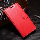Huawei P10 Lite atverčiamas raudonas odinis dėklas - piniginė