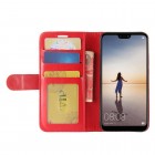 Huawei P20 Lite (Nova 3e) atverčiamas raudonas odinis dėklas, knygutė - piniginė