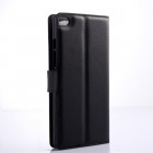 Huawei P8 Lite atverčiamas juodas odinis Litchi dėklas - piniginė
