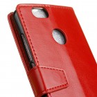Huawei P9 Lite Mini (Y6 Pro 2017) atverčiamas raudonas odinis dėklas, knygutė - piniginė