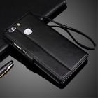 Huawei P9 Plus (Huawei Ascend P9 Plus) atverčiamas juodas odinis dėklas - piniginė