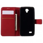 Huawei Y5 (Y560) atverčiamas raudonas odinis Litchi dėklas - piniginė