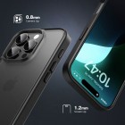Apple iPhone 16 Pro Max „IPAKY“ Matt silikoninis skaidrus permatomas dėklas su pilku rėmeliu