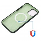 Apple iPhone 14 Pro „Shell“ MagSafe kieto silikono TPU tamsiai žalias dėklas - nugarėlė