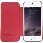 Prabangus „Nillkin“ Qin serijos raudonas odinis atverčiamas Apple iPhone 5 (5s, SE) dėklas