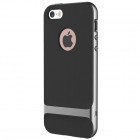 „Rock“ Royce sustiprintos apsaugos Apple iPhone 5 (5s,SE) juodas pilkais apvadais kieto silikono (TPU) ir plastiko dėklas