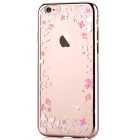 Apple iPhone 6 (6s) Devia Crystal Flowers Swarovski plastikinis skaidrus permatomas auksinis dėklas su kristalais