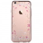 Apple iPhone 6 (6s) Devia Crystal Flowers Swarovski plastikinis skaidrus permatomas auksinis dėklas su kristalais