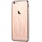 Apple iPhone 6s Plus Devia Meteor Diamond silikoninis skaidrus permatomas auksinis dėklas su kristalais
