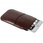 Ruda odinė universali Apple iPhone 6 plus įmautė (XL+ dydis) su kišenėle kortelėms