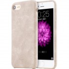 „USAMS“ Slim Leather Bob serijos Apple iPhone 7 Plus (iPhone 8 Plus) smėlio spalvos odinis dėklas - nugarėlė