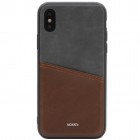 „MOKKA“ Svelte Apple iPhone X (iPhone Xs) rudas, pilkas odinis dėklas - nugarėlė su kišenėle kortelėms
