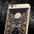 Apple iPhone 6 (6s) JOYROOM Flower plastikinis juodas (auksiniais apvadais) dėklas su kristalais